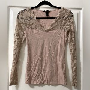 H & M Pink Lace Long Sleeve Top